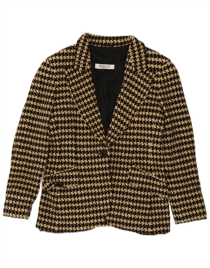 Marella Womens 1 Button Blazer Jacket UK 14 Large Brown Houndstooth