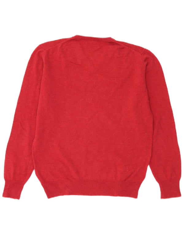 Massimo Dutti Herren-Pullover mit V-Ausschnitt aus mittelroter Wolle