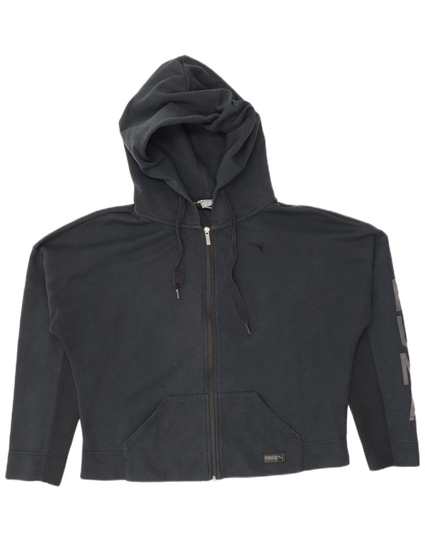 Puma Sudadera con capucha y cremallera gráfica para mujer UK 12 Medium Azul marino Colorblock