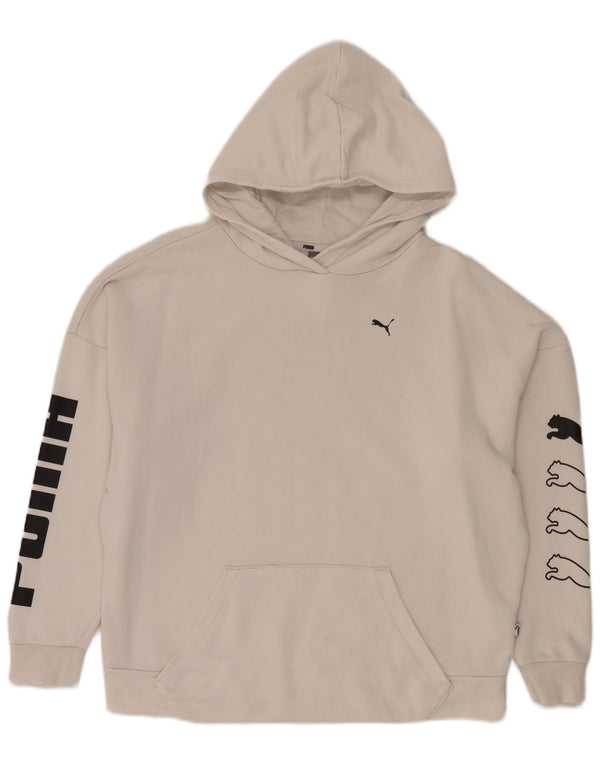 Puma Womens Graphic Oversized Hoodie Pullover UK 14 Mittelweiße Baumwolle
