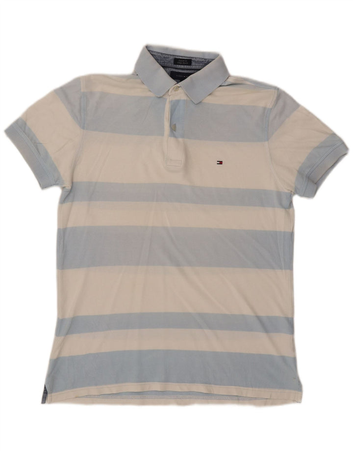Tommy Hilfiger Mens Custom Fit Polo Shirt Medium Blue Striped