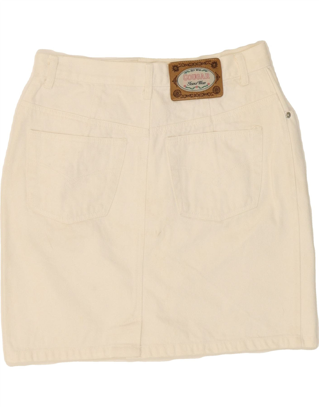 VINTAGE Womens Denim Skirt W30 Medium White Cotton Vintage Vintage and Second-Hand Vintage from Messina Hembry 