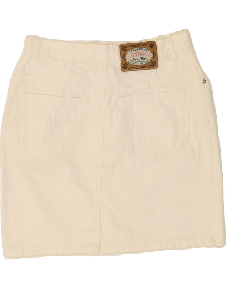 VINTAGE Womens Denim Skirt W30 Medium White Cotton Vintage Vintage and Second-Hand Vintage from Messina Hembry 