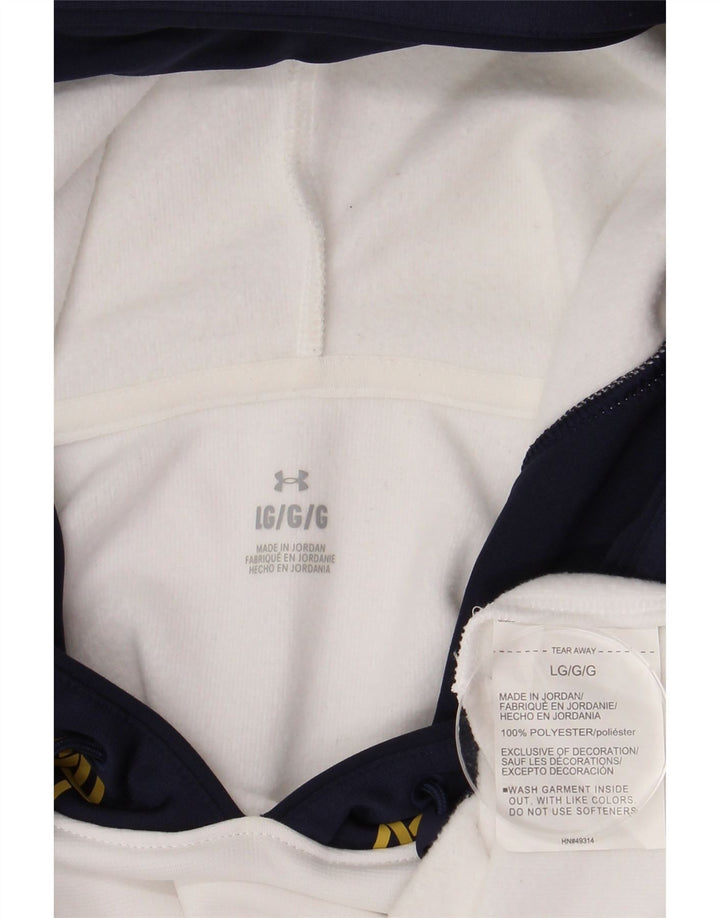 UNDER ARMOUR Mens Graphic Hoodie Jumper Large White Colourblock Polyester