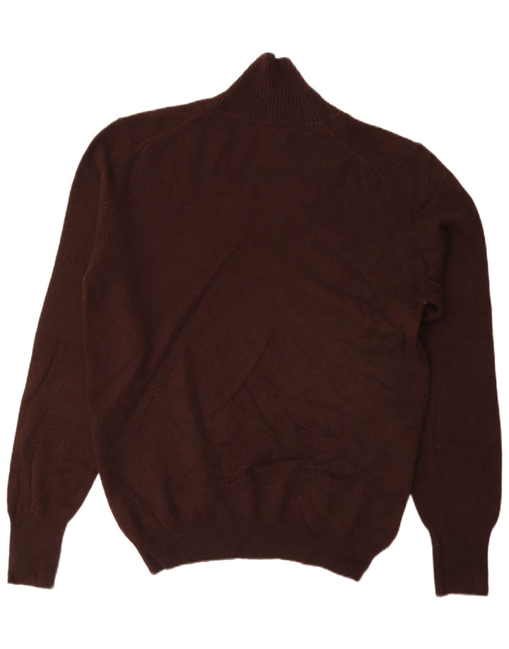 Fred Perry Mens Shawl Neck Jumper Sweater Large Brown Lambswool