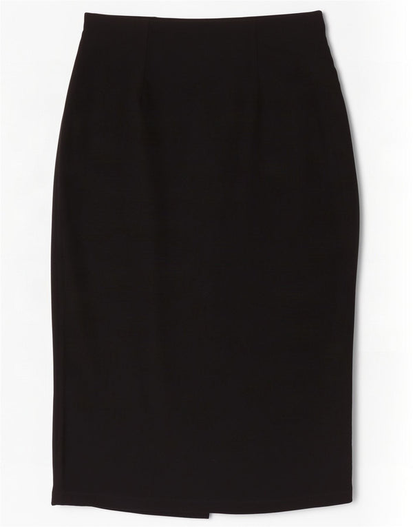 Marks & Spencer Womens Midi Skirt UK 10 Small W30 Black Viscose