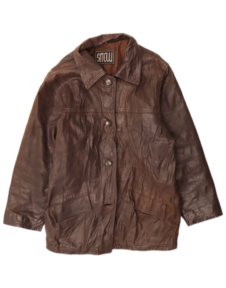 Sitelli Dame Læderjakke UK 12 Medium Brun