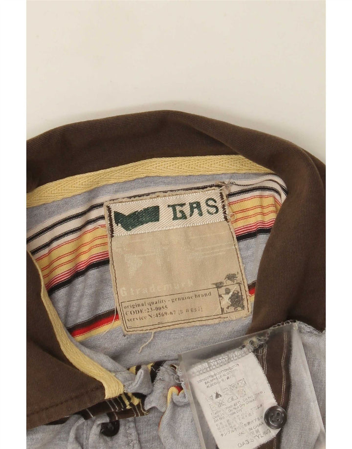 Gas Mens Polo Shirt Medium Grey Striped Cotton
