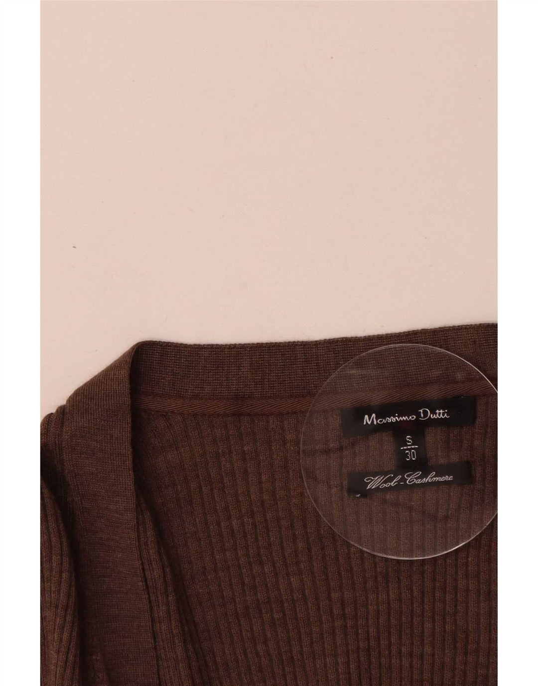 Massimo Dutti Womens Longline Cardigan Sweater UK 10 Small Brown Wool