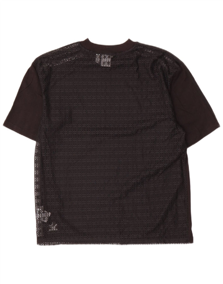 ADIDAS Womens Oversized Blouse Top UK 8 Small Black Geometric Cotton