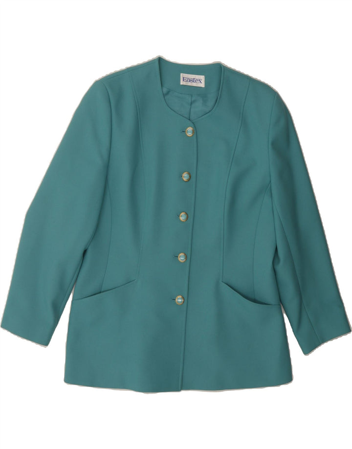 EASTEX Womens Longline 5 Button Blazer Jacket UK 14 Medium Turquoise Vintage Eastex and Second-Hand Eastex from Messina Hembry 