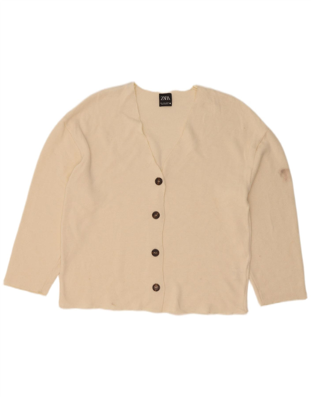 Zara Womens Cardigan Top UK 14 Medium Off White Viscose