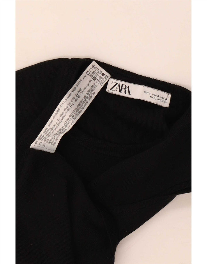 Zara Womens Crop Vest Top UK 8 Small Black Polyester