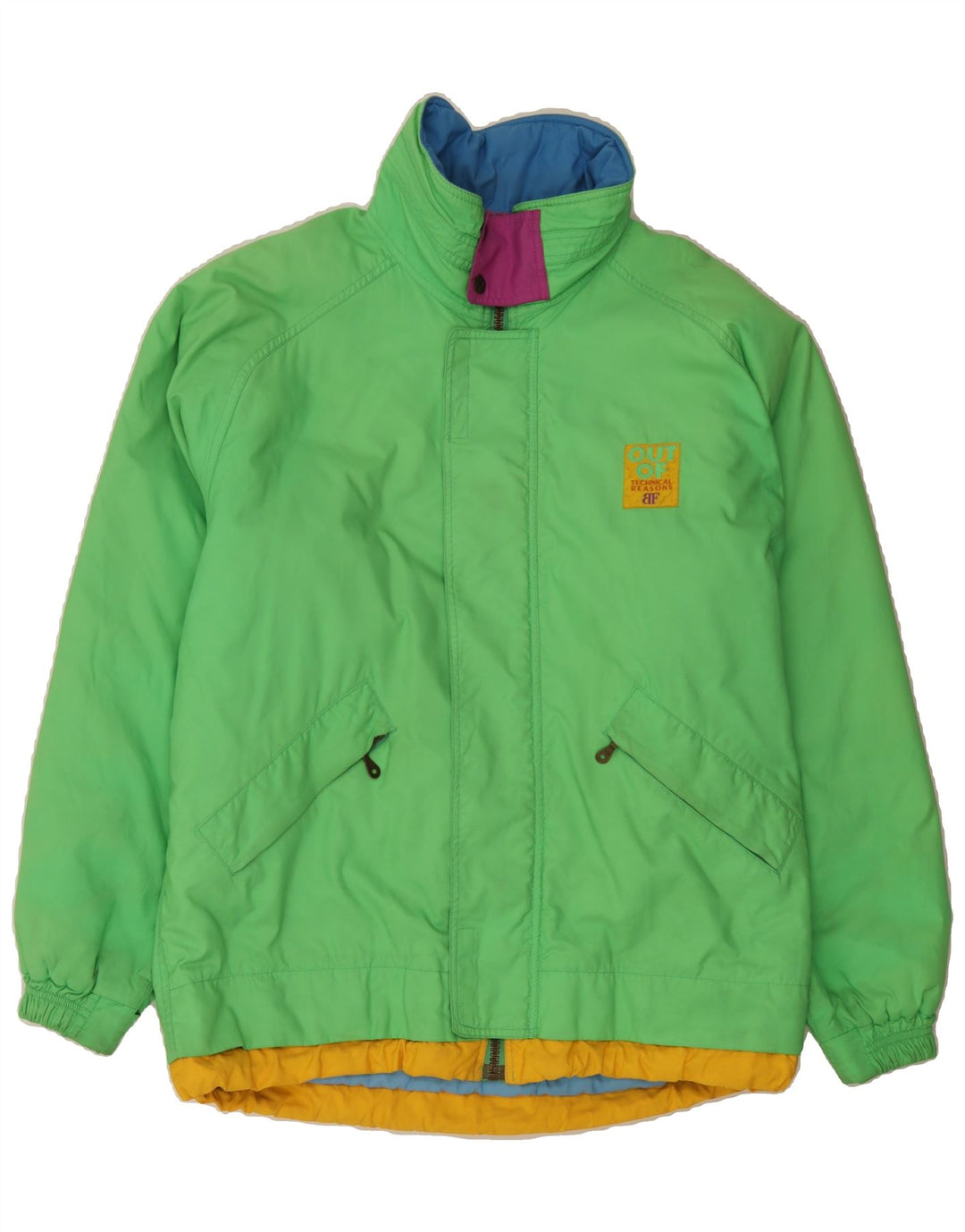 BELFE Mens Windbreaker Jacket IT 52 XL Green Colourblock Nylon Vintage Belfe and Second-Hand Belfe from Messina Hembry 