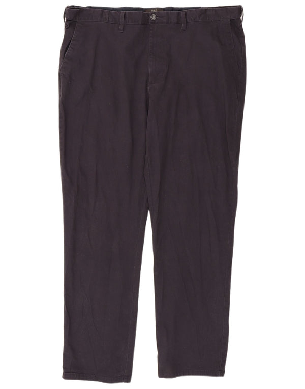 Calça chino masculina Marks & Spencer de ajuste regular W44 L33 algodão azul marinho