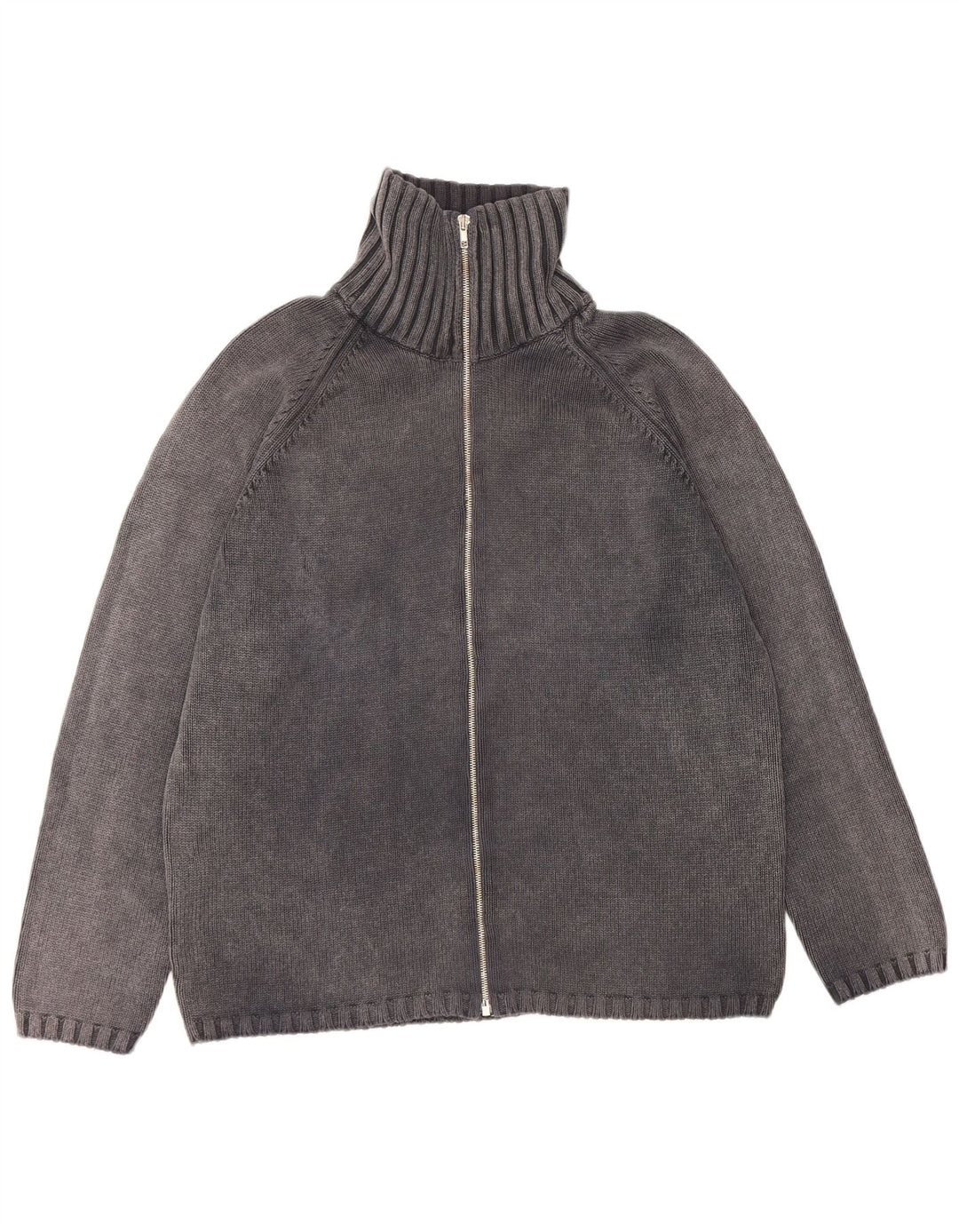 Zara Mens Cardigan Sweater Large Grey Cotton