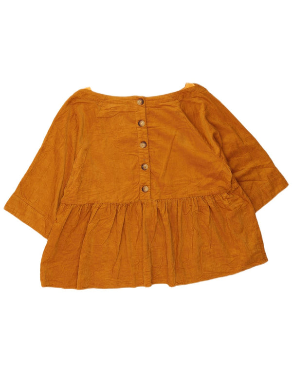 Anthropologie Haut chemisier surdimensionné en velours côtelé pour femme UK 10 Petit Jaune