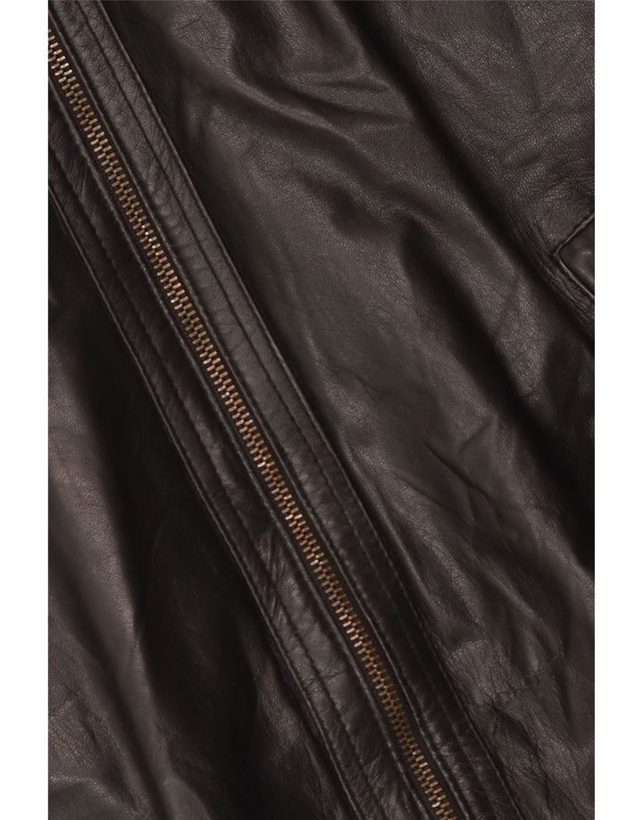 Gianfranco Gotelli Mens Bomber Leather Jacket UK 38 Medium Black Leather