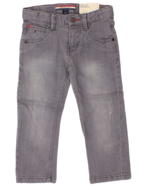 Tommy Hilfiger Boys Distressed Straight Jeans 2-3 Years W22 L15 Grey Cotton