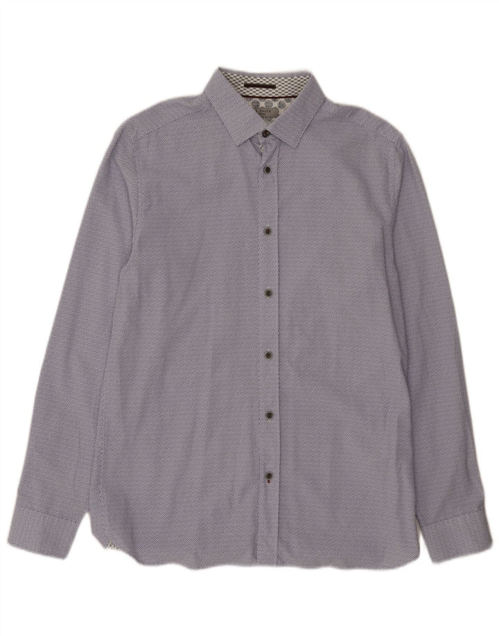 Ted Baker Mens Shirt Size 3 Medium Blue Floral Modal