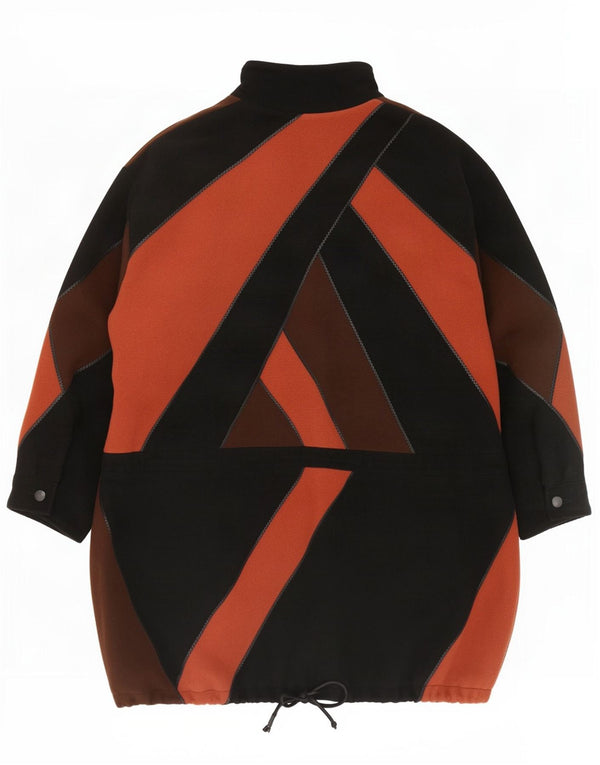 Philippe Vallereuil Dame Overfrakke UK 18 XL Sort Colourblock Virgin Wool