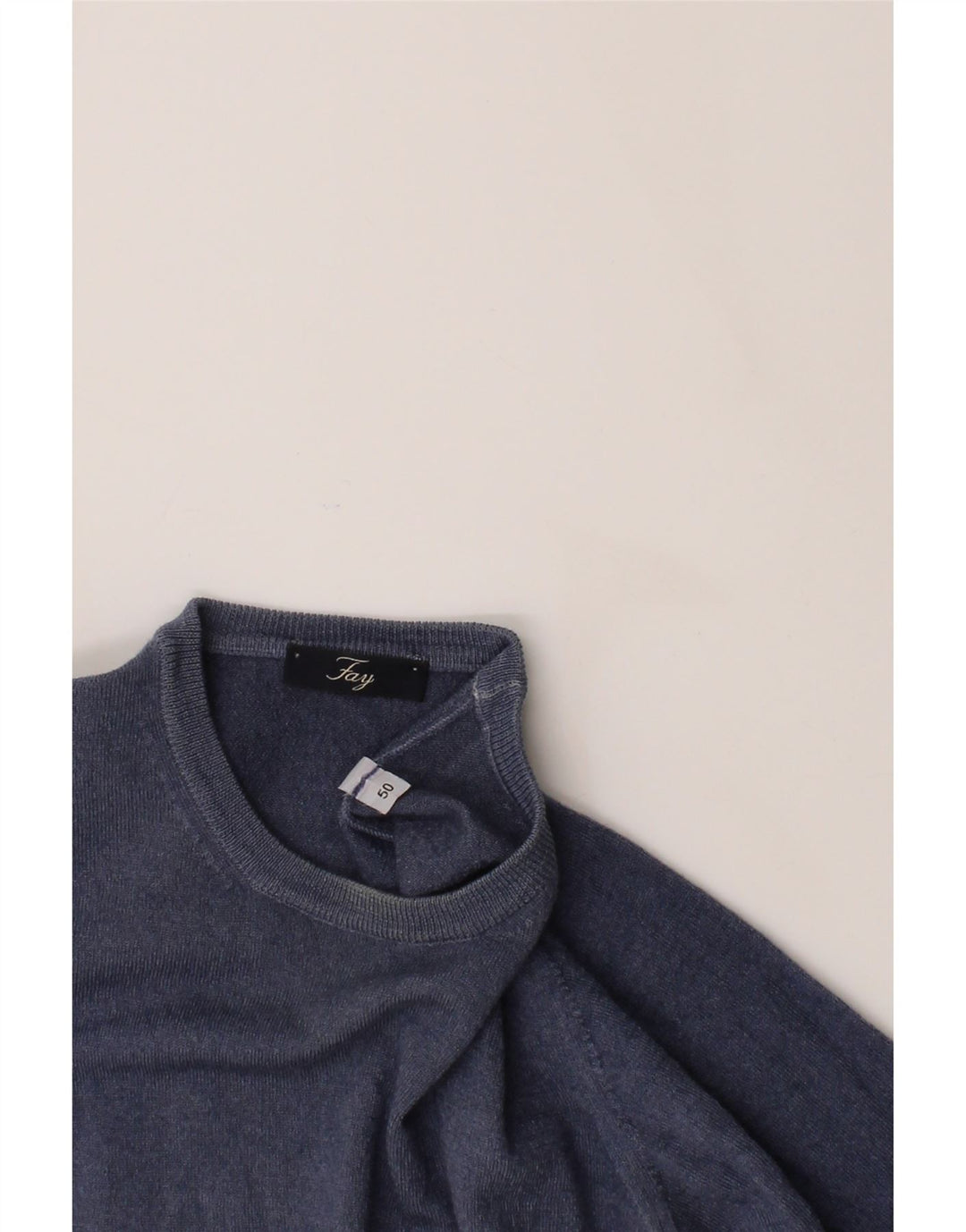 FAY Womens Crew Neck Jumper Sweater IT 50 XL Navy Blue Vintage Fay and Second-Hand Fay from Messina Hembry 
