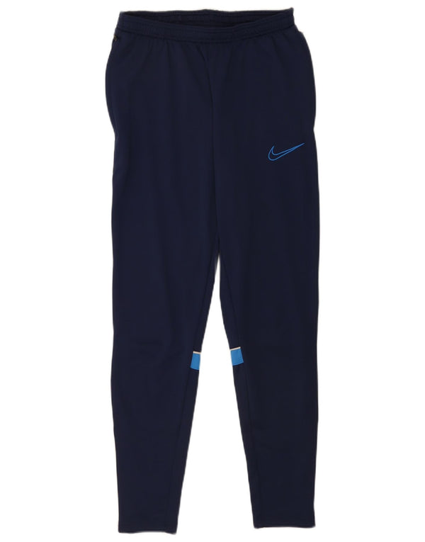 Nike Mens Dri Fit Tracksuit Trousers Small Navy Blue Colourblock Polyester