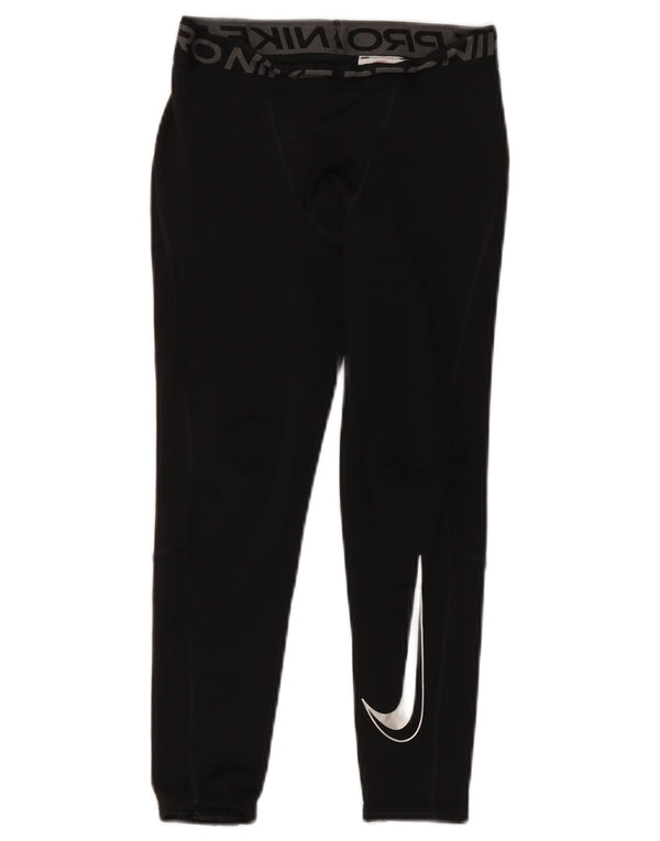 Nike Boys Dri Fit Graphic Leggings 8-9 Years Small Black Polyester