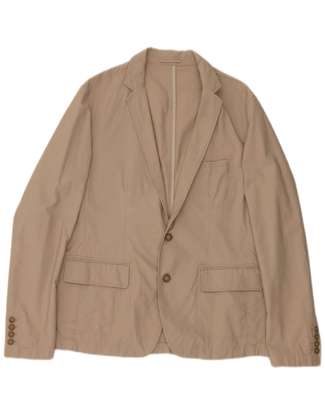 ZARA Herren 2-Knopf-Blazerjacke EU 54 XL Beige Baumwolle