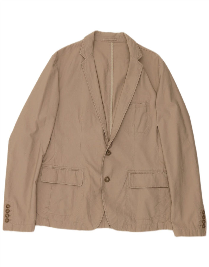 ZARA Herren 2-Knopf-Blazerjacke EU 54 XL Beige Baumwolle