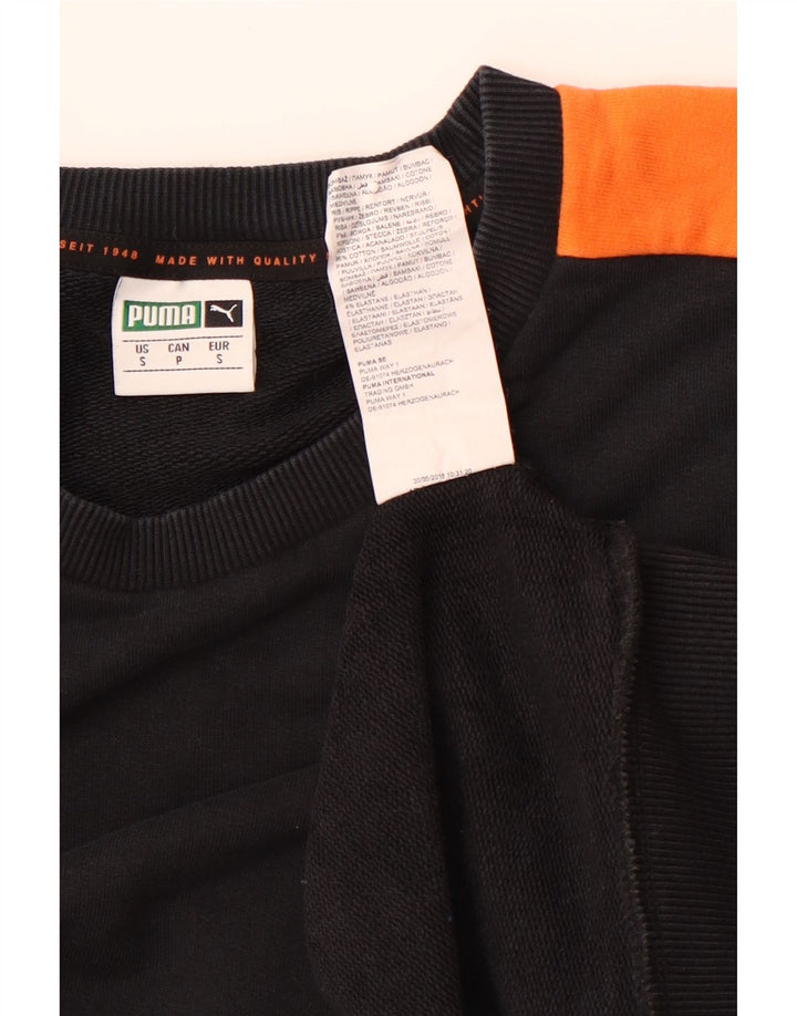 PUMA Mens Sweatshirt Jumper Small Black Colourblock Cotton