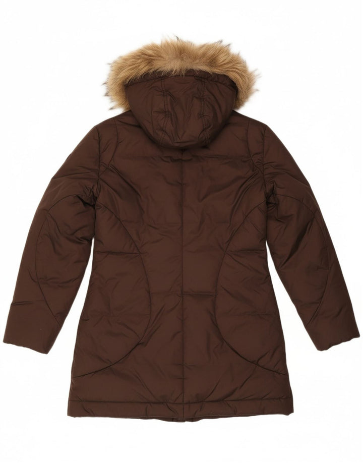 BELFE Womens Hooded Padded Coat UK 8 Small Brown Polyester Vintage Belfe and Second-Hand Belfe from Messina Hembry 