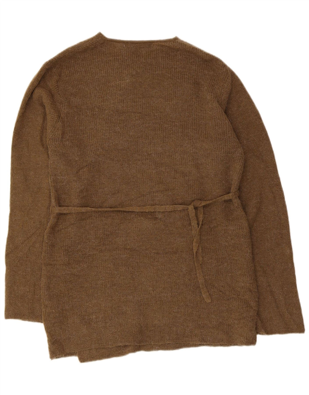 Zara Womens Wrap Cardigan Sweater UK 10 Small Khaki Polyamide