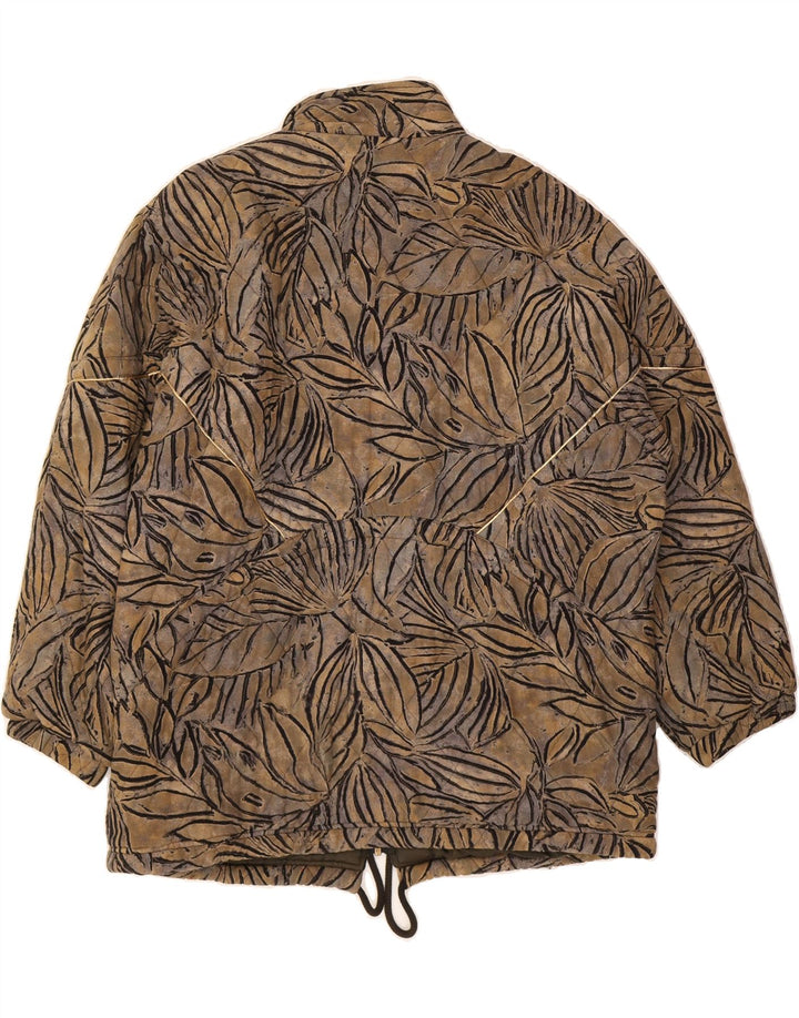 ELKONT Womens Abstract Pattern Windbreaker Jacket UK 20 2XL Brown Vintage Elkont and Second-Hand Elkont from Messina Hembry 