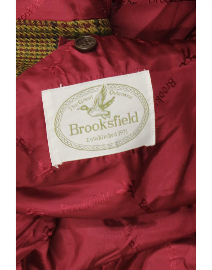Brooksfield Mens 2 Button Blazer Jacket UK 40 Large Khaki Check