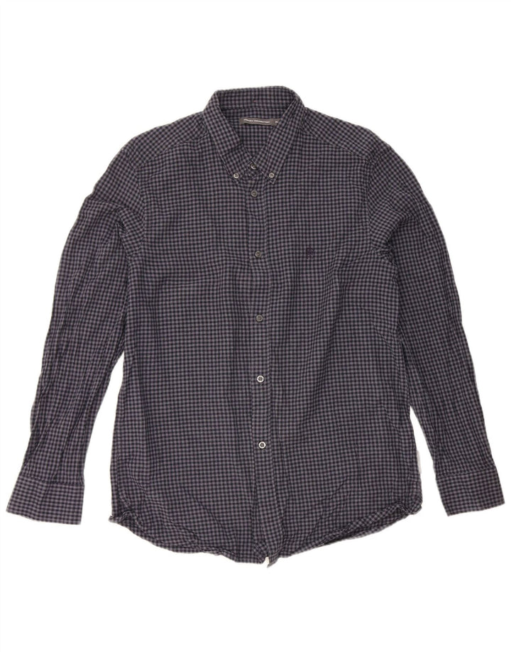 French Connection Chemise Homme XL Bleu Marine Vichy Coton