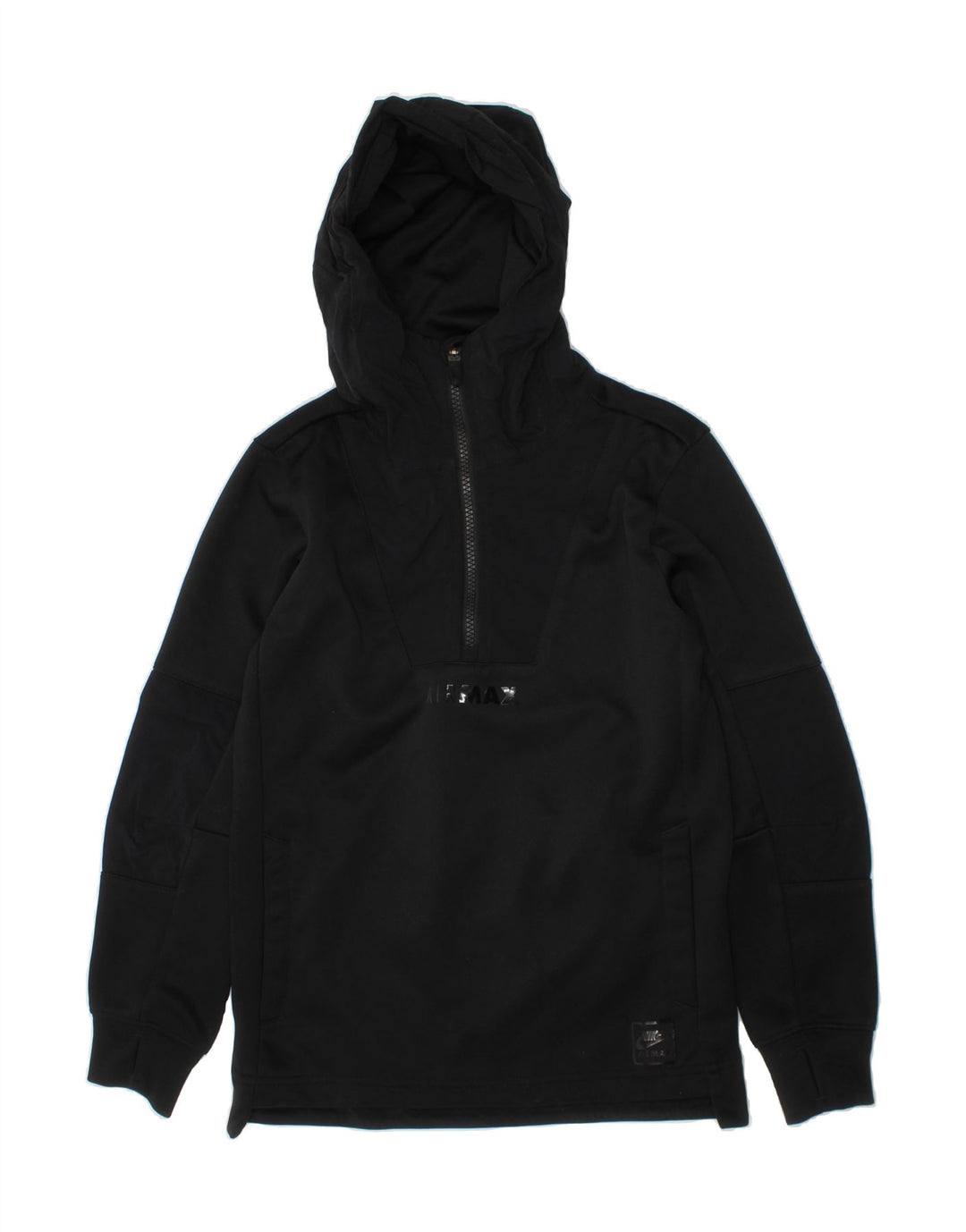NIKE Boys Zip Neck Hoodie Jumper 10-11 Years Medium Black Polyester Vintage Nike and Second-Hand Nike from Messina Hembry 