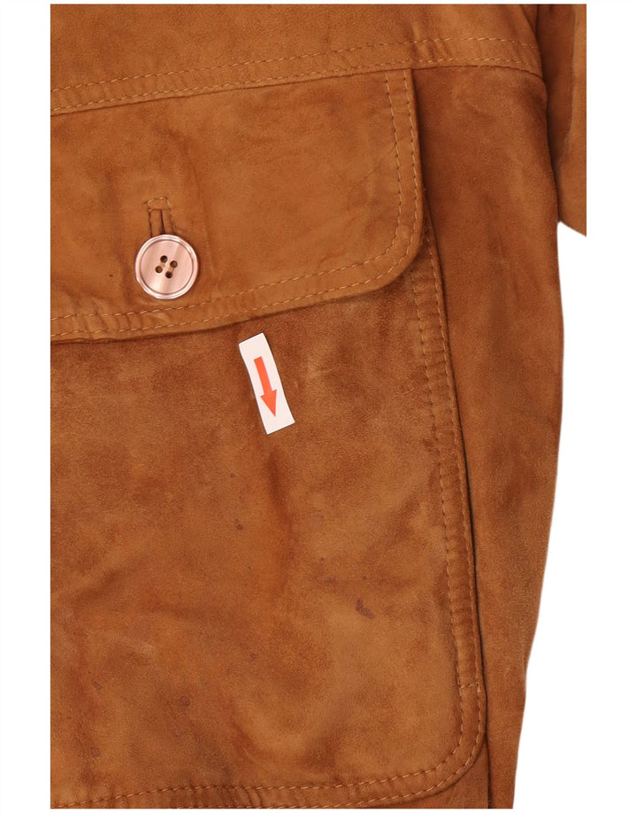 Giubbotto bomber vintage in pelle scamosciata da uomo IT 52 XL in pelle marrone