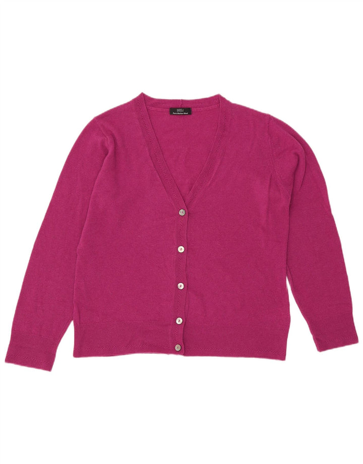 Marks & Spencer Womens Cardigan Sweater UK 14 Large Pink Wool