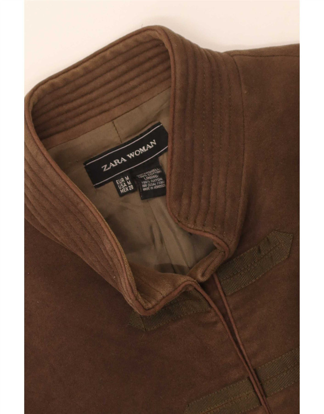 Giubbotto bomber aperto da donna Zara UK 12 cotone marrone medio