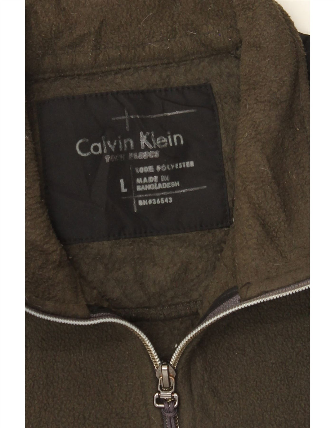 Calvin Klein Mens Fleece Jacket UK 40 Large Khaki Colourblock Polyester