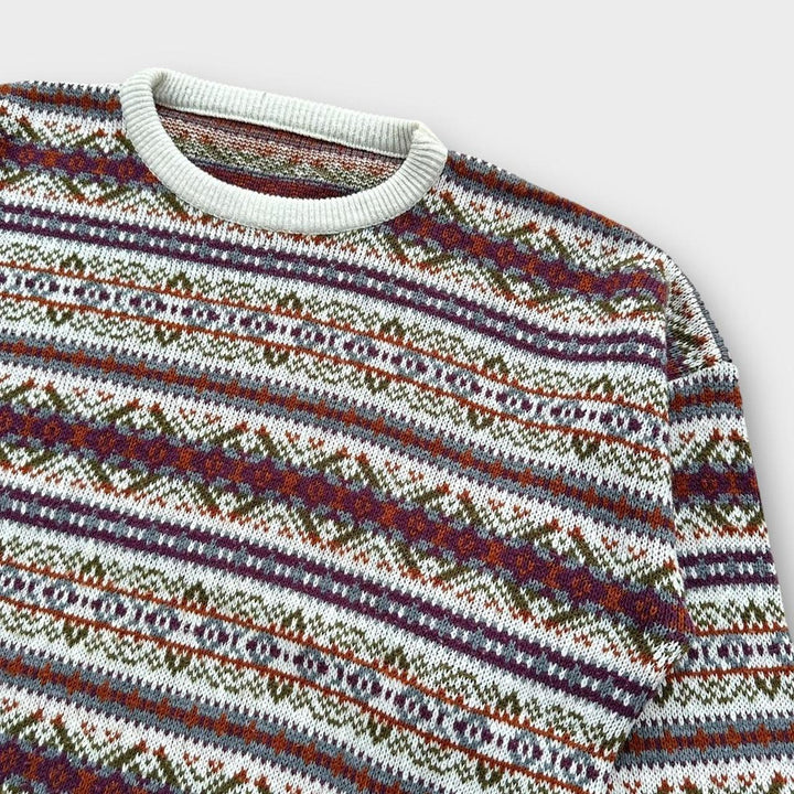 Vintage 90'er mønstret striktrøje- XL
