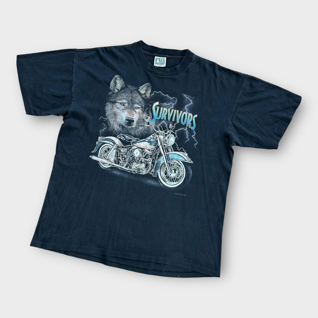 Vintage single stitch biker graphic tee - XL