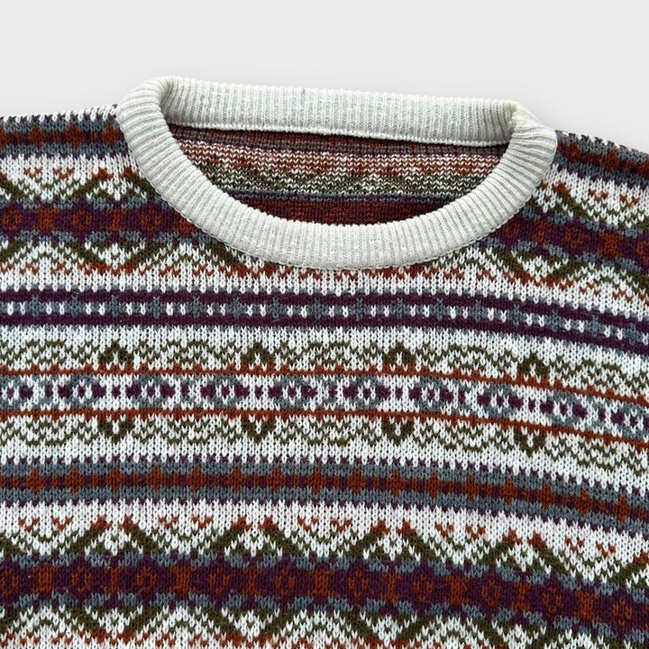 Vintage 90'er mønstret striktrøje- XL