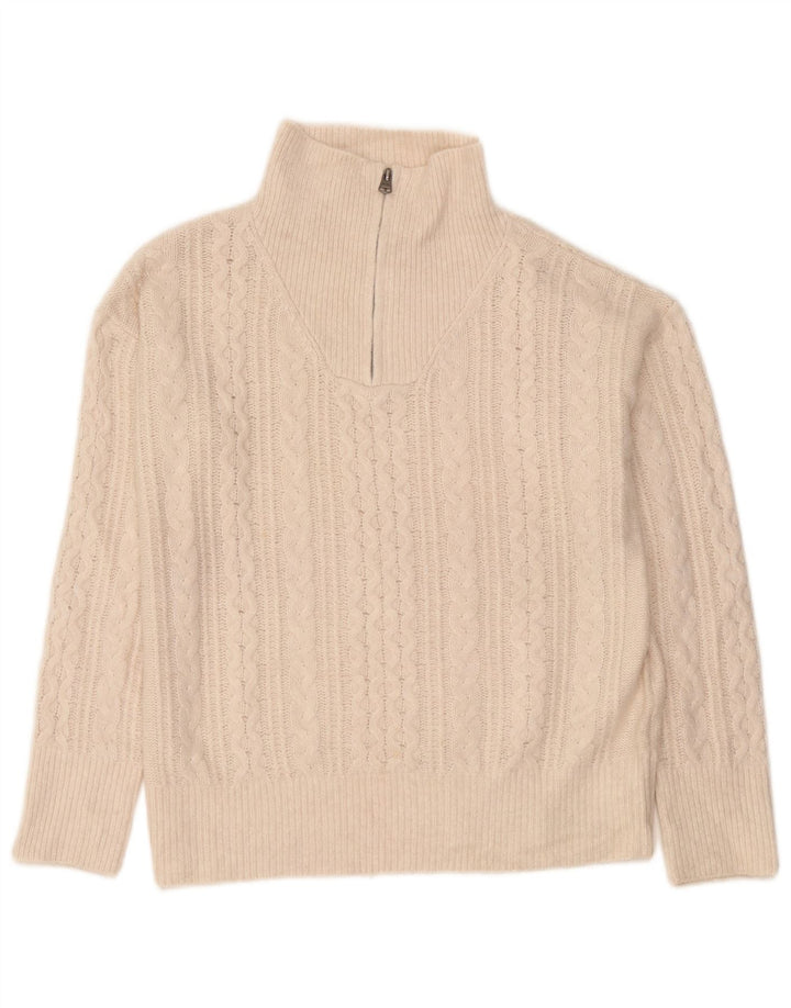 Maglione maglione oversize con zip e collo da donna Fat Face UK 12 medio bianco sporco