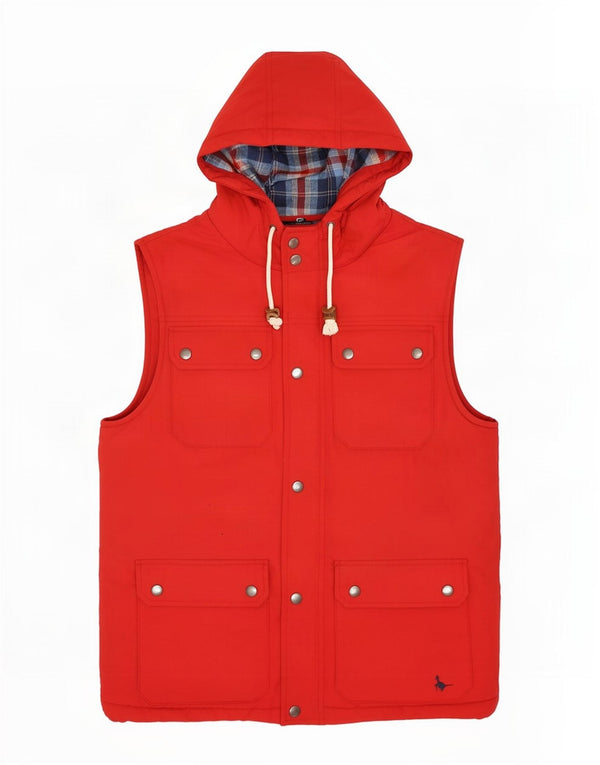 Jack Wills Mens Hooded Utility Gilet UK 36 Small Red