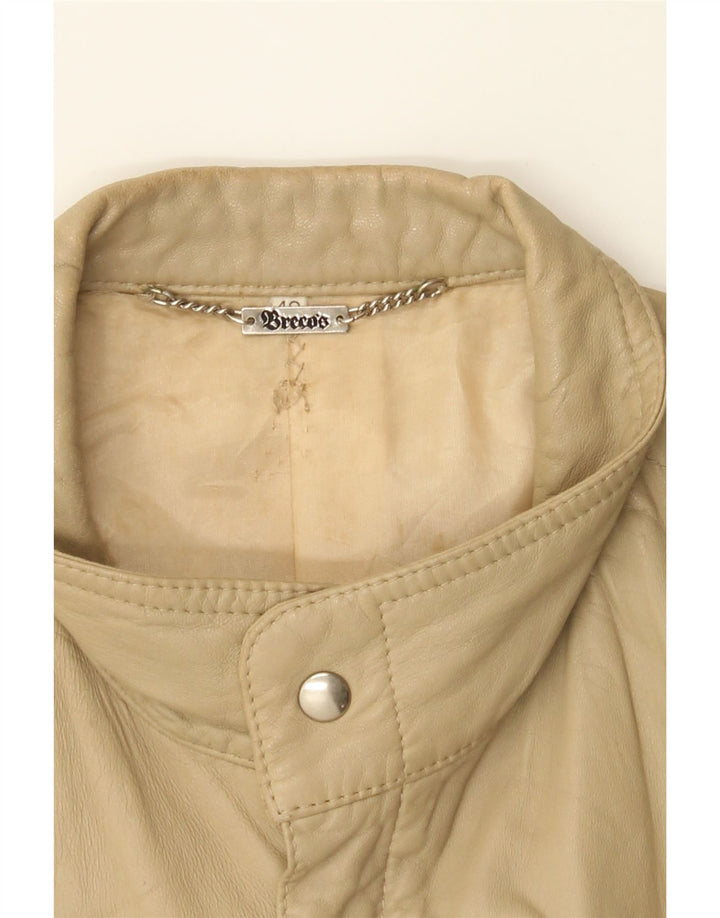 BRECO'S Mens Leather Jacket IT 48 Medium Beige Leather Vintage Breco's and Second-Hand Breco's from Messina Hembry 