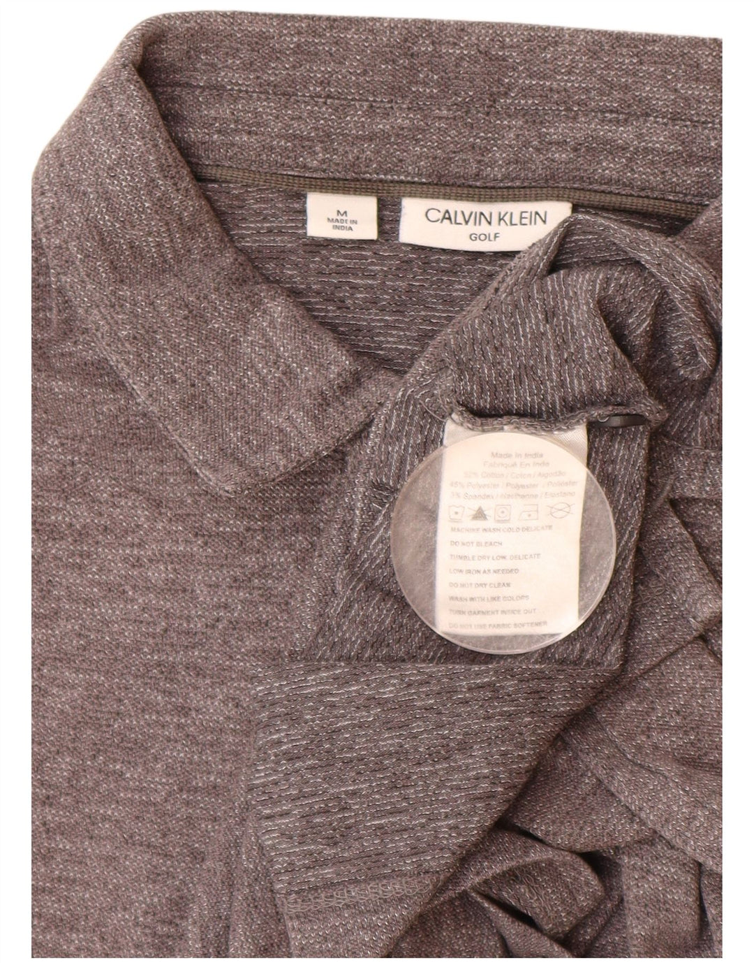 CALVIN KLEIN Mens Polo Shirt Medium Grey Cotton