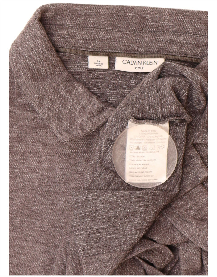 CALVIN KLEIN Mens Polo Shirt Medium Grey Cotton