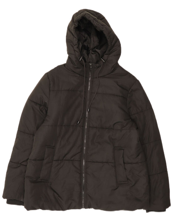 John Lewis Chaqueta acolchada con capucha para mujer UK 46 Grande Poliéster negro